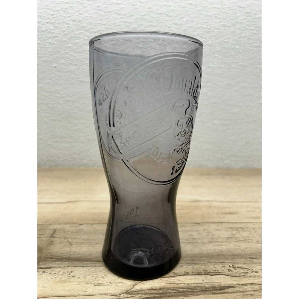 Vtg 1955 McDonald's Purple Drinking Glasses Speedee Embossed 12Oz Set Of 2